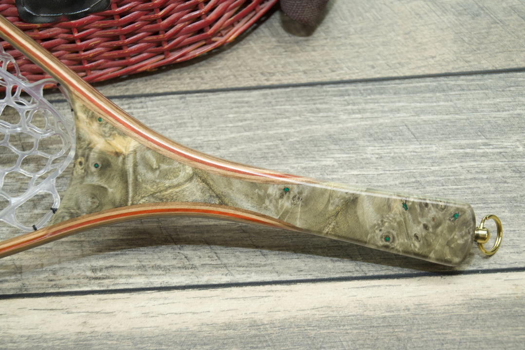 TMR Net - 9" Handle Buckeye Burl with Malachite fill