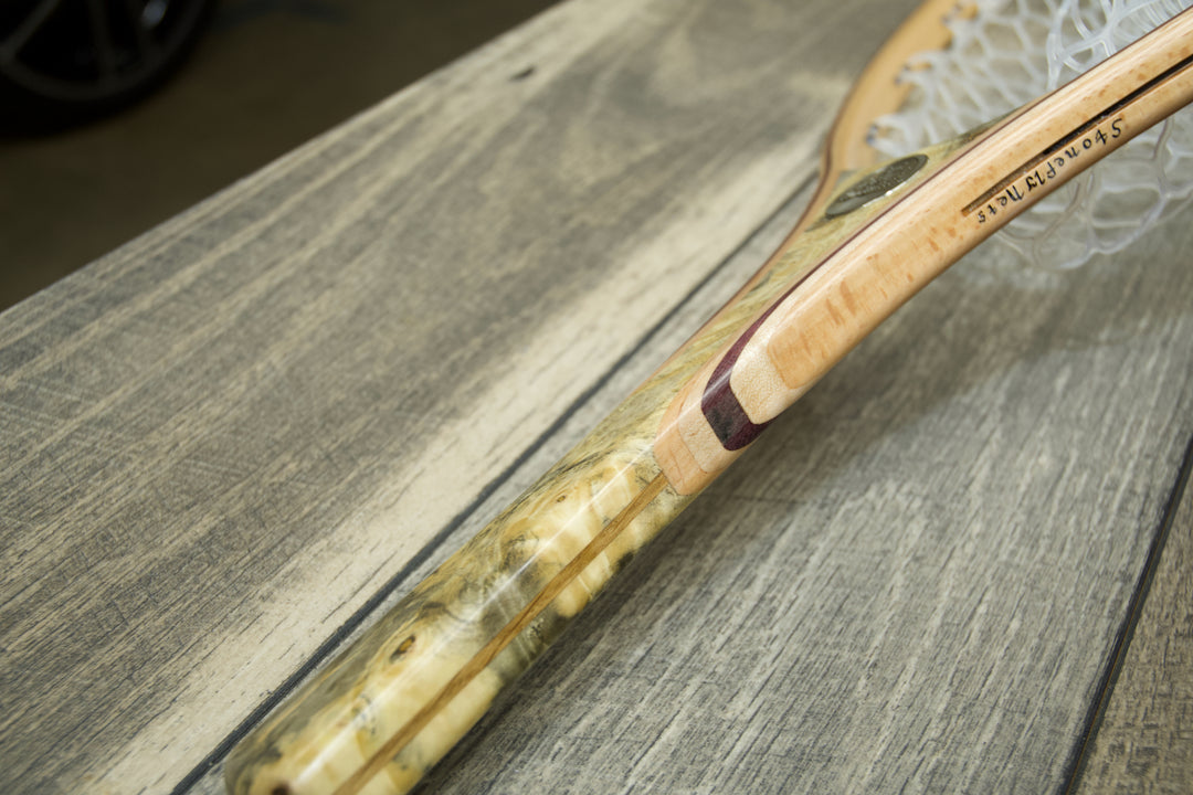 TMR Net - 10" Handle Buckeye Burl with 24k Gold Fill