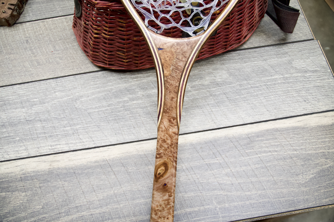 TMR Net - 15" Handle Maple Burl with Azurite Fill